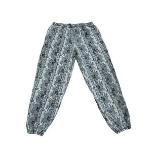 Vintage 1980s Baggy Parachute Pants Adult MC Hammer Teal Blue Pattern Sz Large